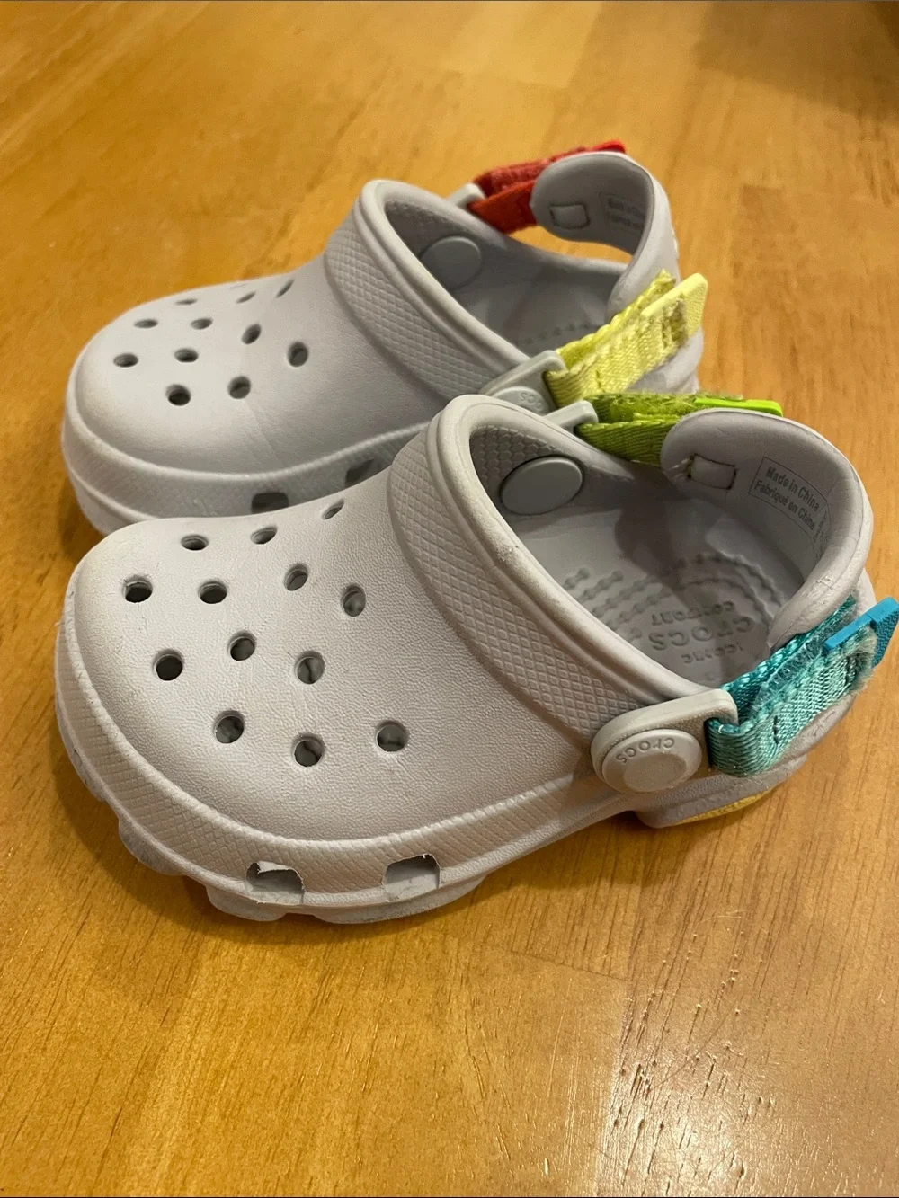 CROCS All Terrain Clogs C5 Grey Toddler Baby Shoes Adjustable Heel Straps